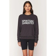 Spiritual Gangster Varsity Classic Ragland Sweatshirt in Black Size XS