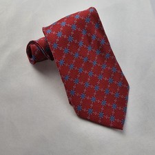 Roberto Villini 100 Silk Mens Classic Neck Tie Red Blue Diamond Pattern