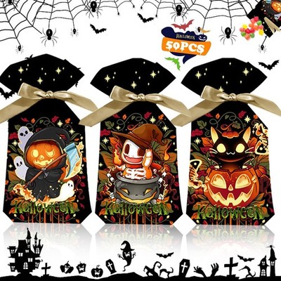 50 Stück Halloween Geschenktüten Set Halloween Partytüte mit Biscuit Tüte und