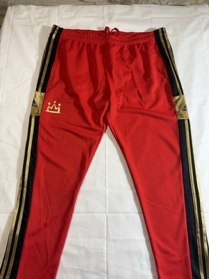 adidas Men's 2XL Red/Black/Gold Track Pants Polyester Drawstring Elastic Waist