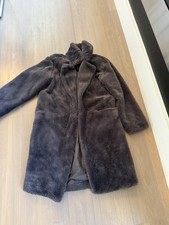 Blank NY Faux Fur Teddy Midi Length Coat Size Small Grey