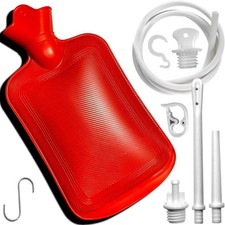 2L Home Enema Bag Kit with 2 Tips, 60 Inch Silicone Hose, Controlable Flow Valve