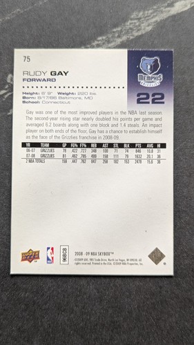 2008-09 Skybox Basketball #75 Rudy Gay Grizzlies - Picture 2 of 2