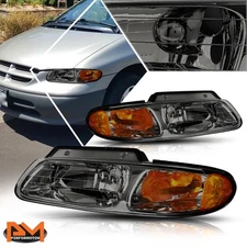 For 96-00 Chrysler Town&Country/Voyager Headlight/Lamp Smoked Housing Amber Side