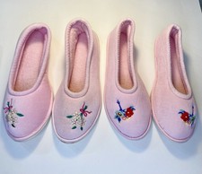 Vintage Dearfoams Pink Slippers House Shoes Lot of 2 Women  s Large 8-9