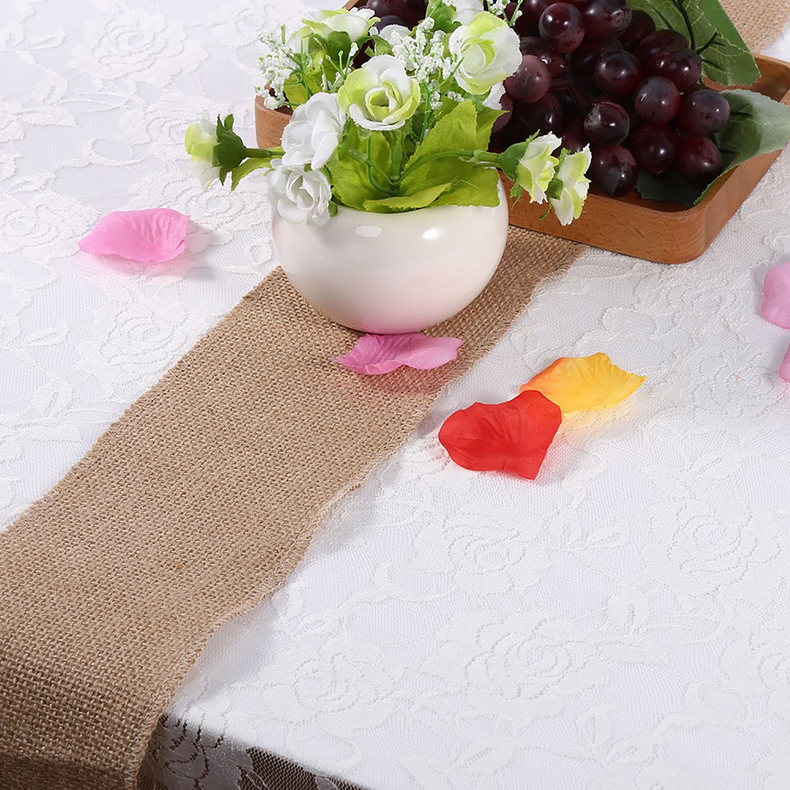 10x200cm Nature Hessian Jute Burlap Ribbon Rustic Table Runner Crafts Chair LW