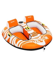 2 Rider Orange Towable Tube Water Flotation Device For Thrilling Boating Fun