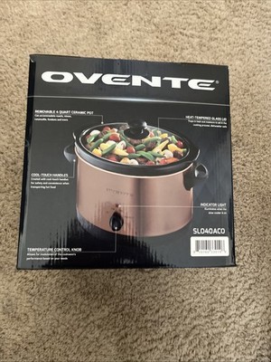 Ovente 4-Quart Slow Cooker With Heat-Tempered Glass Lid New in Box