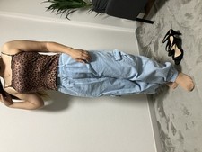 Title: SHEIN Leopard Cami Top XS Brown Black Lace Trim Animal Print Stretchy...