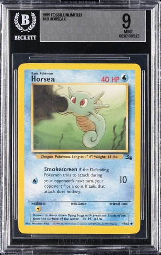 1999 POKEMON FOSSIL UNLIMITED C #49 HORSEA BGS 9