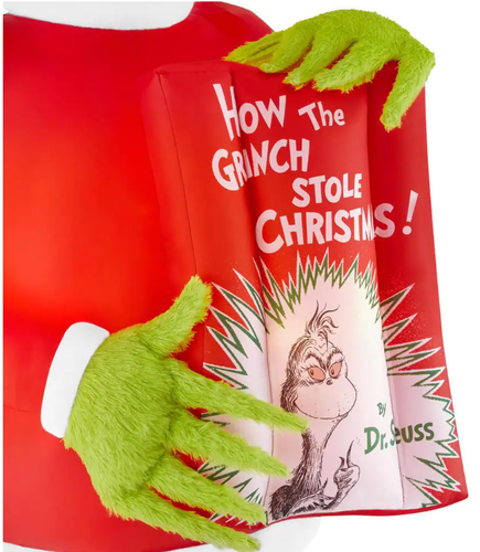 Gemmy 10' Airblown Grinch Holding Dr. Suess Book Christmas Inflatable - Afbeelding 2 van 3