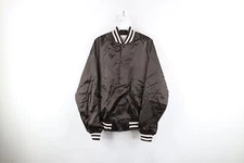 Vintage 80s Streetwear Mens Medium Striped Lined Satin Bomber Jacket Brown USA