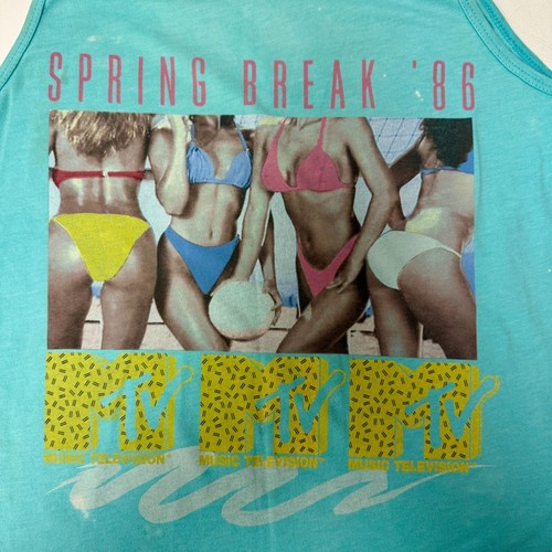 Vtg 90's MTV Bikini BEACH BABES Tank Top SPRING BREAK '86 Muscle 50/50 Shirt M
