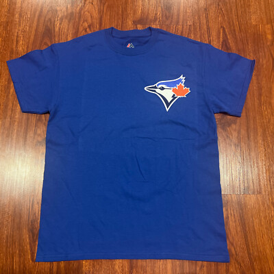 Majestic Men s Toronto Blue Jays Blue Jersey Shirt Medium M Baseball MLB