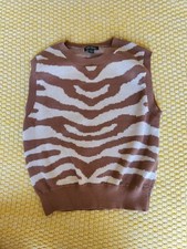Wild Fable Womens Vest Brown And Creme Pattern Size S