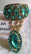 SCONTO 10gg.:MAGNIFICO BRACCIALE+ANELLO '40 ZAFFIRI-ACQUAMARINA,LEGA ORO-GIALLO!