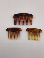 Vintage Hair Combs Made in France Tortoise Set of 3