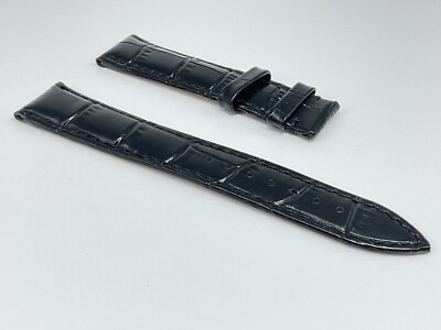 AUTHENTIC MIDO NEW 18MM BLACK GENUINE CROCOGRAIN LEATHER STRAP BAND BRACELET