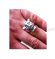 PANTHER HEAVY 925 STERLING SILVER OXIDIZED ANIMAL HEAD JEWELRY SIGNET MAN'S RING