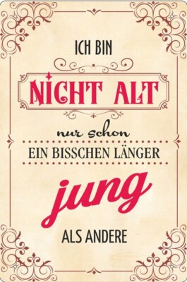 Blechschild Ich bin nicht alt nur schon ein bisschen länger jung 20x30 cm