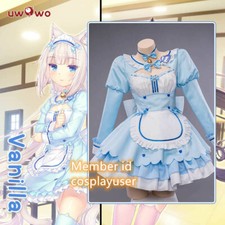 Hot Game NEKOPARA Vanilla Cosplay Costume Fashion Cute Blue Maid Outfit