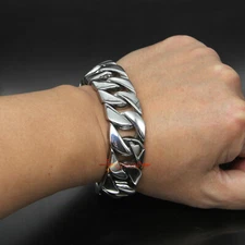 Men's Thick Heavy Chain Stainless Steel Cuban Link Necklace Bracelet 20/24/31mm