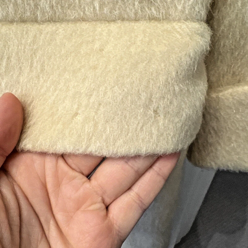 VINTAGE! Harve Bernard Sz 8 Beige Wool/Alpaca/Mohair Long Coat Double Breasted - Image 4 of 4