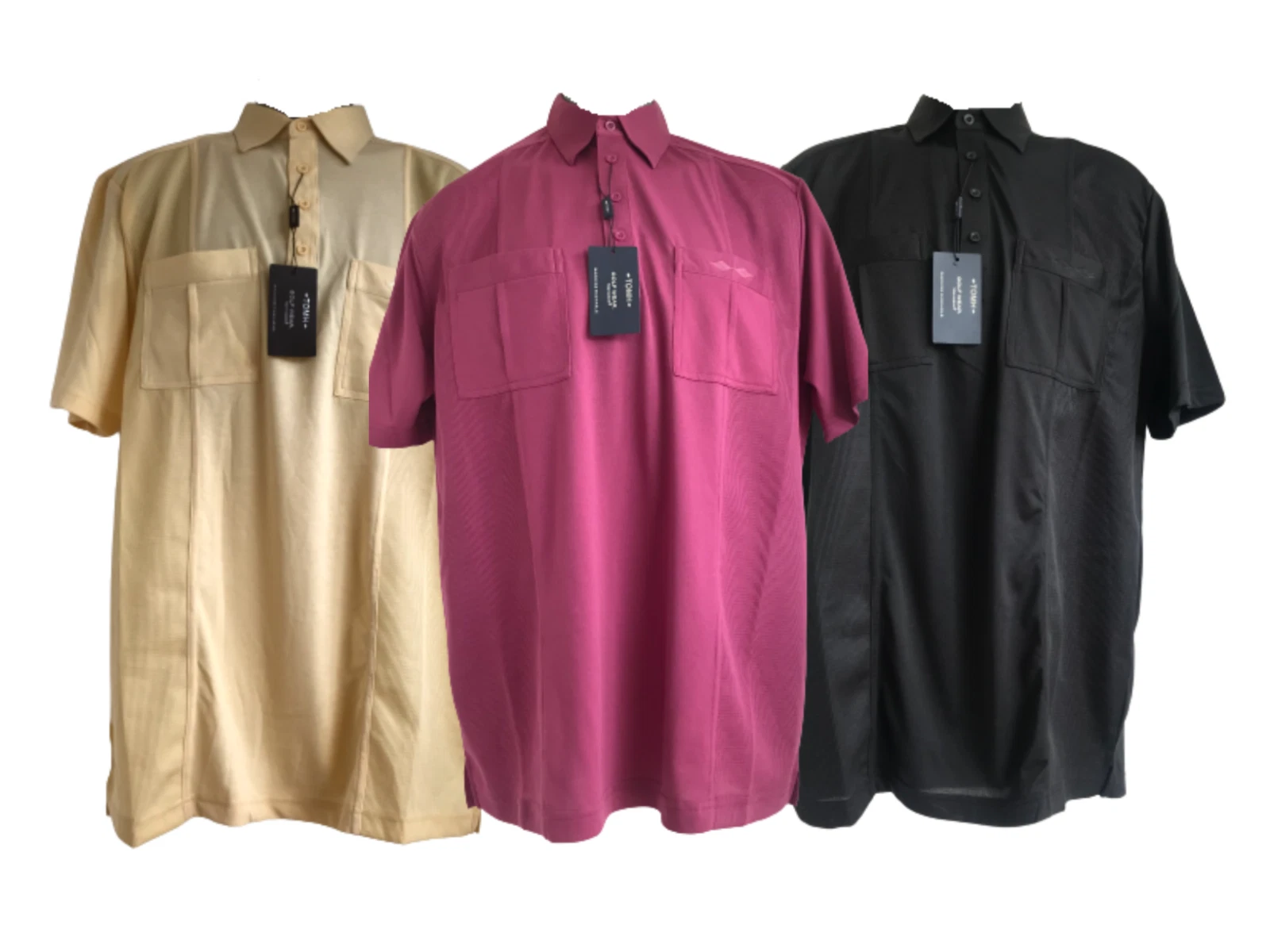 Men's Tom Hagan Golf Polo Shirts Short Sleeve Summer Lightweight Top Pocket