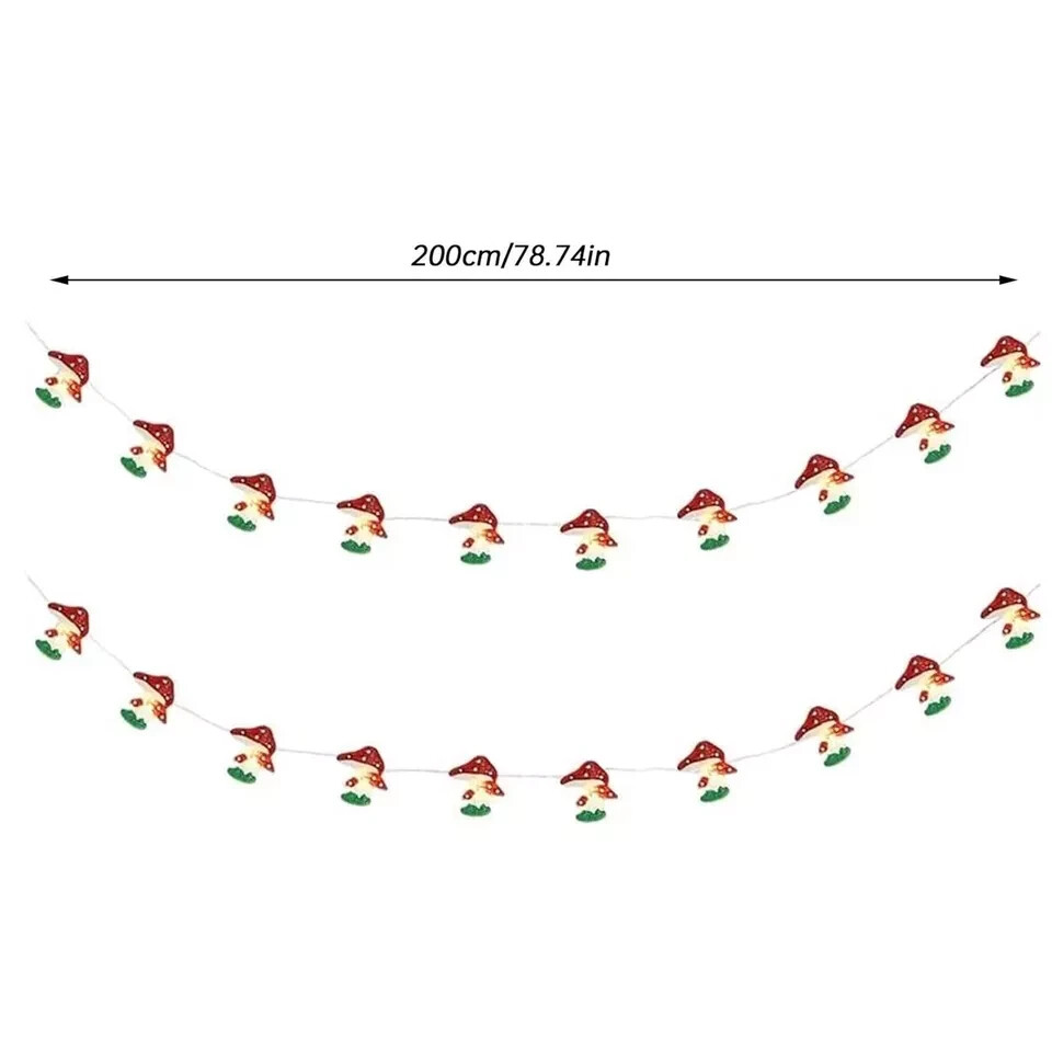 Battery Operated3D Mushroom Copper Wire LED Lights Christmas Fairy