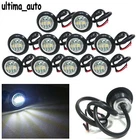 10X 12V OUTLINE ROUND FRONT MARKER LED WHITE LIGHT LAMPS FOR LORRY TRAILER TRUCK