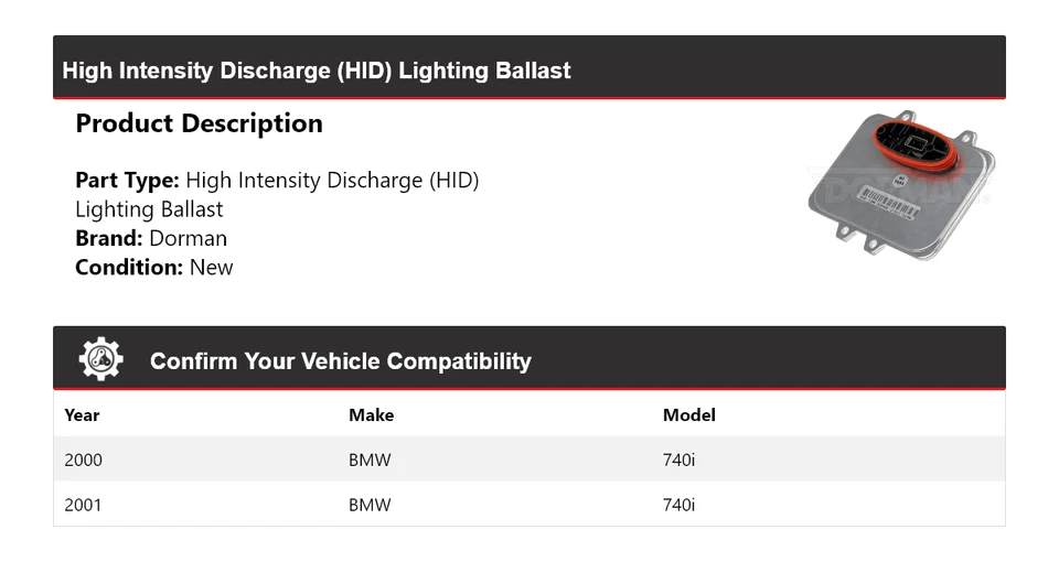 Balastro de iluminación de descarga de alta intensidad (HID) para BMW 740i Dorman 2000-2001 Foto 2 de 4