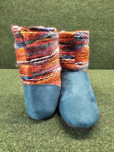 BEARPAW Ankle Boots Wmn Sz 9 Natoma III/2467W/Pull-On Sherpa Lined Teal Western - Picture 9 of 14