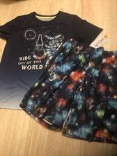 cat jack pj pajama 2 Pieces Set T Shirt Shorts boy size 6 7 cosmos