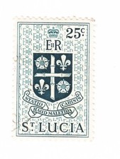 Saint Lucia 1954. Coat of Arms. Prussian Blue. 25c. Sc# 166. Used