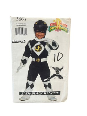 Sewing Pattern Butterick 3663 POWER RANGERS Costume Zack Black XS-L UNCUT FF 