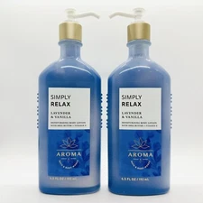 2/BATH & BODY WORKS AROMA SIMPLY RELAX LAVENDER & VANILLA BODY LOTION 6.5 FL OZ