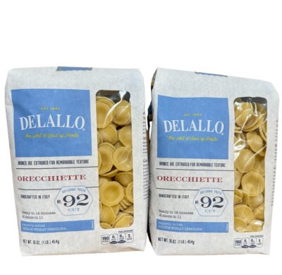 Delallo Pasta Orecchiette #92 Made in Italy Bronze Cut 1Lb Lot X2 BB:3/27 NonGMO