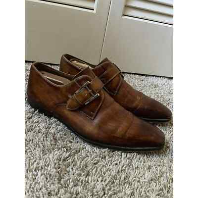 Magnanni Marco 2 Brown Leather Monk Strap Dress Shoes Men display picture 3