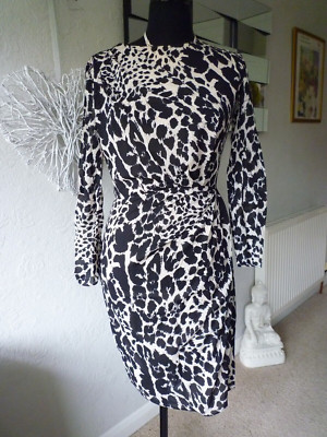 WHISTLES LEOPARD /ANIMAL PRINT  SILK DRESS  - SIZE 10 - NWOT