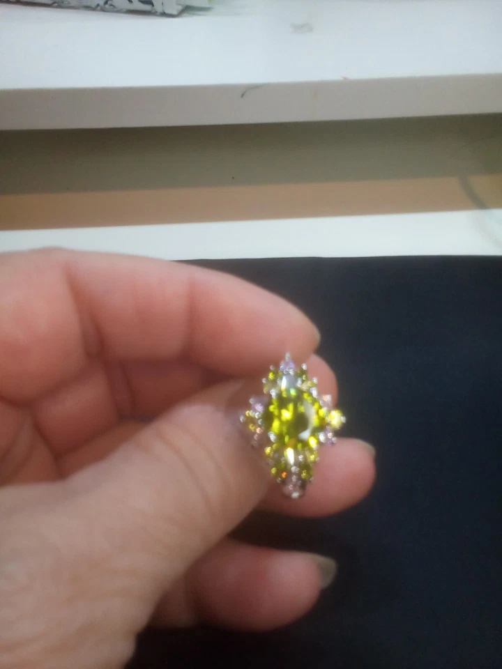 Novo Anel de Pedra Rosa e Verde Joias Perfumadas Tamanho 9.5 - Imagem 4 de 4