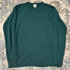 Vintage L.L. Bean Long Sleeve Shirt USA Made 90s Classic Green Crewneck Large