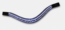 Western Horse Browband Headstall Blue Rhinestone Crystal Bling Leather Bridle