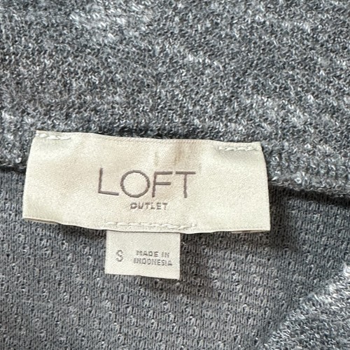 Vestido Suéter LOFT Super Suave Cuello Capucha Manga Larga Gris Jaspeado Tejido Talla S - Imagen 8 de 9