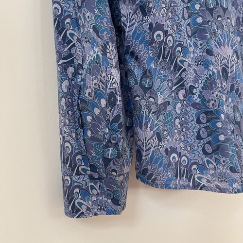 Sportscraft Liberty Shirt Size 12 Blue Peacock Feathers Cotton Long Sleeve - Picture 11 of 11