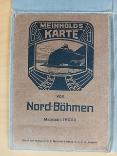 Meinhold Karte Nord Böhmen 1 : 750000 Rückseite Leinen