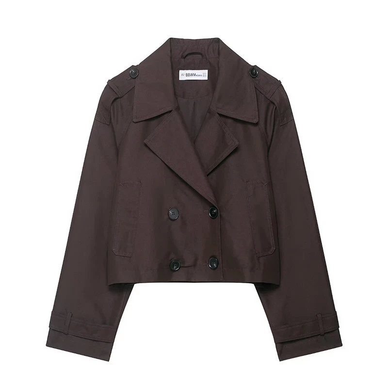 Women’s Cropped Trench Coat Double Breasted Long Sleeve Casual Jacket
Opens in a new window or tab