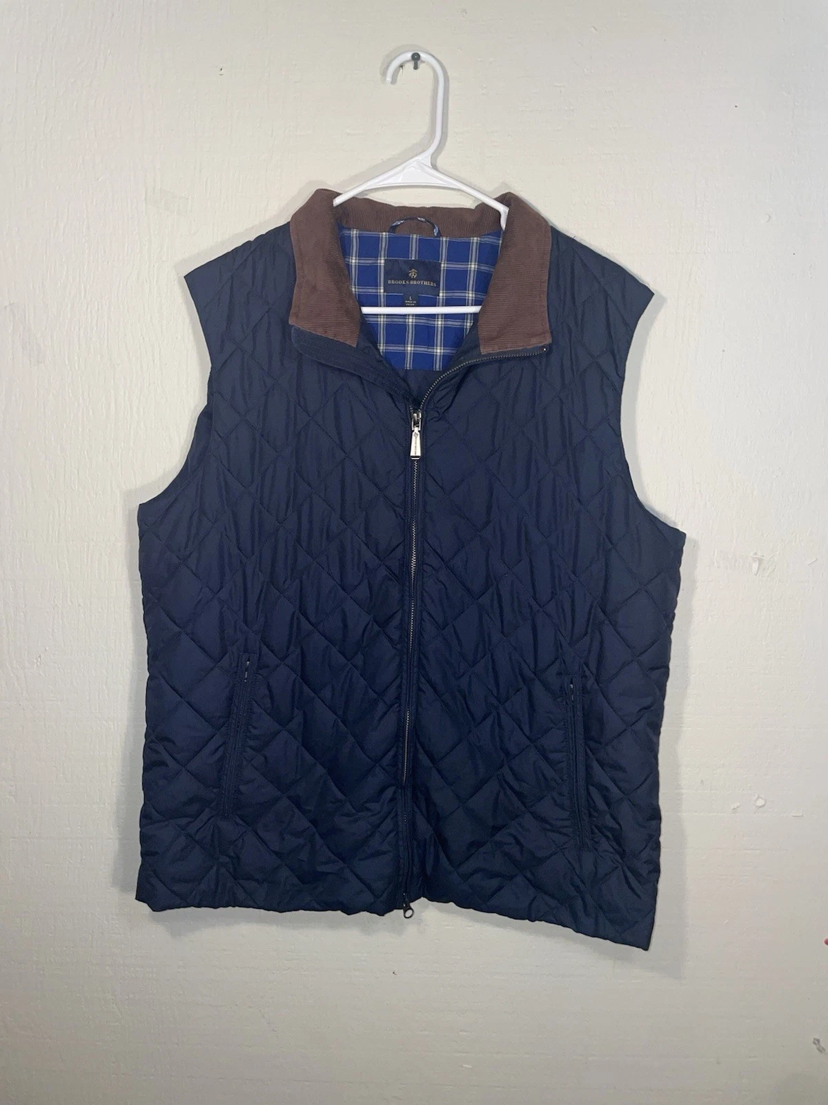Brooks Brothers Men's Navy Blue Paddock Diamond Quilted Vest Size Large EUC - product detail image 1