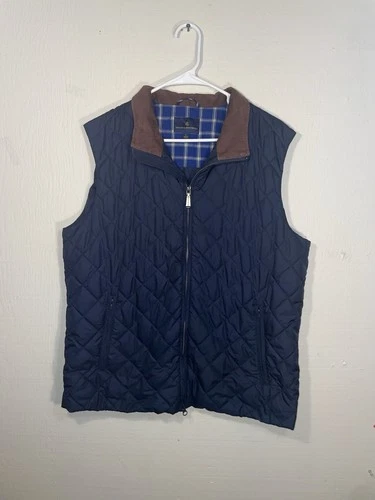 Brooks Brothers Men's Navy Blue Paddock Diamond Quilted Vest Size Large EUC video thumbnail