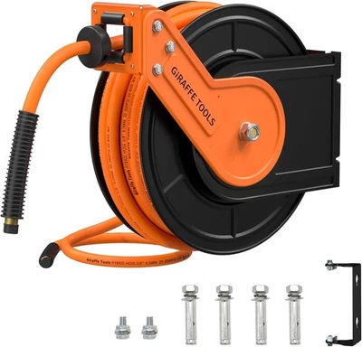 Giraffe Tools Retractable Air Line Compressor Air Hose Reel 3/8in-15m 180°Swivel
