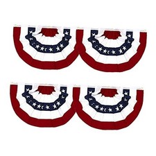 1.5x3Ft American Pleated Fan Flag Width Approx 90cm - US Patriotic 3Ft 4 Pack